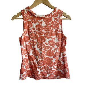 J. Crew Orange White Floral Cotton Sleeveless Top Cotton Rose Size 00.